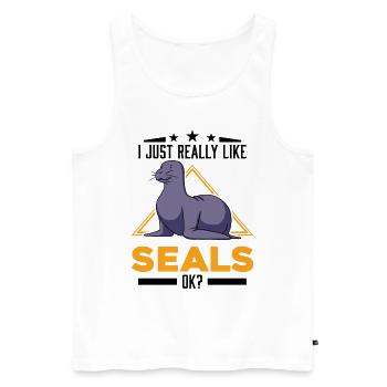 J’aime vraiment les phoques ok Sea Lion Seal - Débardeur bio Premium Homme - blanc - Devant - Michal (187cm)