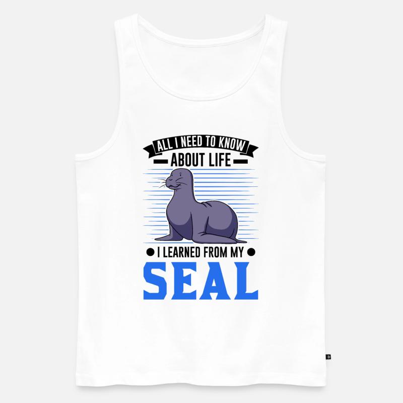 Robbe Geschenk Seal Seelöwe - Männer Premium Bio Tank Top - Weiß