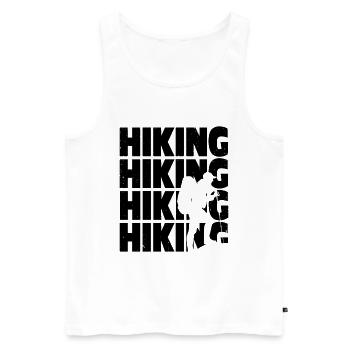 Retro Graphic Hiking Hiker Mountaineering Trekking - Männer Premium Bio Tank Top - Weiß - Vorne - Michal (187cm)
