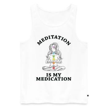 Meditation Is My Medication Meditating Relaxation - Männer Premium Bio Tank Top - Weiß - Vorne - AI Model Male 178 light (178cm)