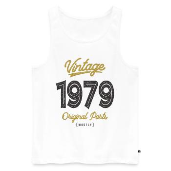 Vintage 1979 Originalteile - 43. Geburtstag Retro - Männer Premium Bio Tank Top - Weiß - Vorne - Michal (187cm)