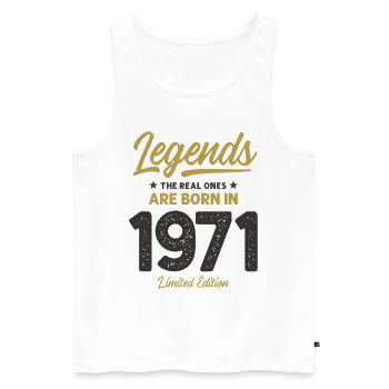 Légendes Nées en 1971 - 51ème anniversaire - Débardeur bio Premium Homme - blanc - Devant - AI Model Male 178 light (178cm)