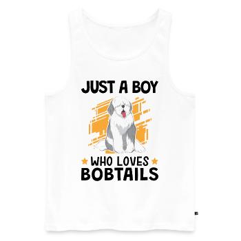 Boy the Bobtail loves Old English Shepherd - Men's Premium Organic Tank Top - white - Front - Michal (187cm)