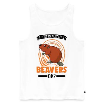 Cadeau Castor Beaver Dam Castor - Débardeur bio Premium Homme - blanc - Devant - AI Model Male 178 light (178cm)