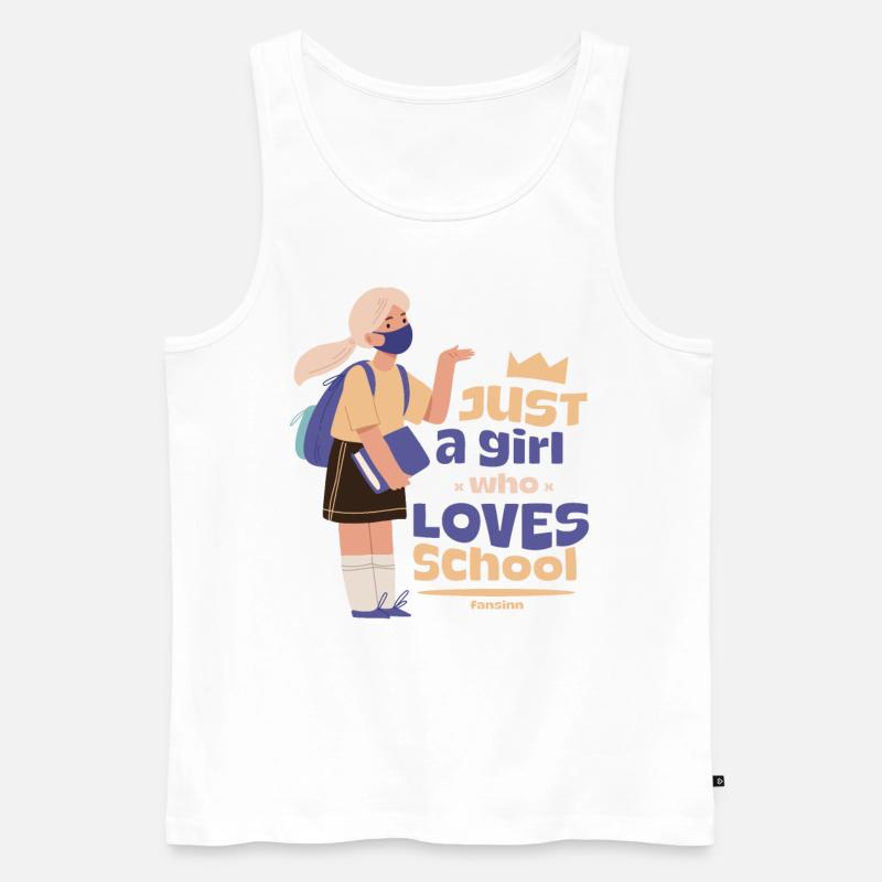Mädchen liebt die Schule - Männer Premium Bio Tank Top - Weiß