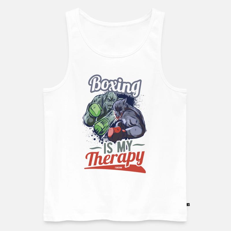 Boxing Is My Therapy - Männer Premium Bio Tank Top - Weiß