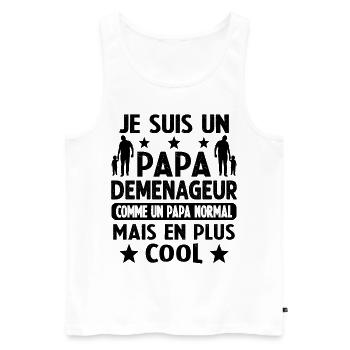 Je suis un Papa Déménageur Plus Cool - Débardeur bio Premium Homme - blanc - Devant - AI Model Male 178 light (178cm)