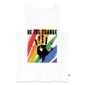 Be The Change Gay Pride Lgbtq Rainbow Transgender - Männer Premium Bio Tank Top - Weiß - Vorne - AI Model Male 178 light (178cm)