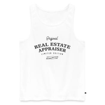 Évaluateur immobilier Drôle Titre du poste Profession - Débardeur bio Premium Homme - blanc - Devant - AI Model Male 178 light (178cm)