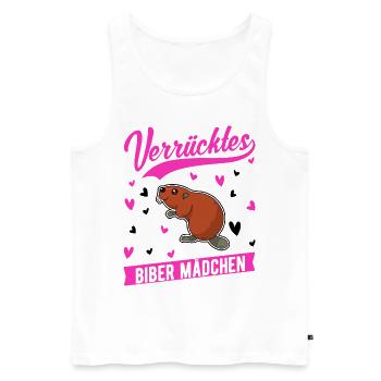 Verrücktes Biber Mädchen - Männer Premium Bio Tank Top - Weiß - Vorne - Michal (187cm)