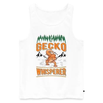 Gecko Whisperer Gecko Whisperer Leopard Gecko - Men's Premium Organic Tank Top - white - Front - Michal (187cm)