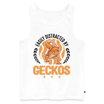 Easily distracted by Geckos Leopardgecko - Männer Premium Bio Tank Top - Weiß - Vorne - Michal (187cm)