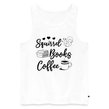 Écureuil Livres Café Écureuil Amoureux Lire Le Livre - Débardeur bio Premium Homme - blanc - Devant - Michal (187cm)