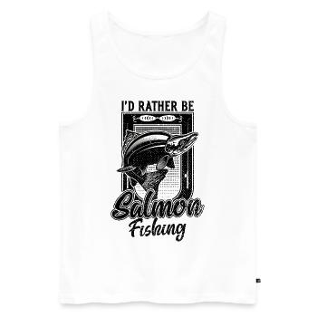 Ich wäre lieber Lachsfischer Fischer Angler - Männer Premium Bio Tank Top - Weiß - Vorne - Michal (187cm)