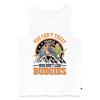 Budgie Gift Welli Cockatiel - Men's Premium Organic Tank Top - white - Front - Michal (187cm)