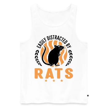 Easily distracted by Rats Ratte Hausratte - Männer Premium Bio Tank Top - Weiß - Vorne - AI Model Male 178 light (178cm)