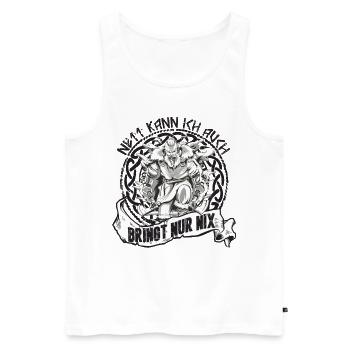 Wikinger Spruch Nett kann ich auch bringt nur nix - Männer Premium Bio Tank Top - Weiß - Vorne - Michal (187cm)
