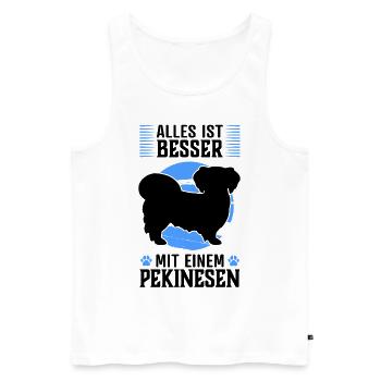 Alles ist besser mit Pekinese Peking-Palasthund - Männer Premium Bio Tank Top - Weiß - Vorne - AI Model Male 178 light (178cm)