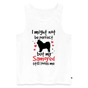 Samojede ist nicht perfekt Samojedenspitz - Männer Premium Bio Tank Top - Weiß - Vorne - AI Model Male 178 light (178cm)