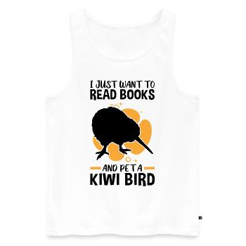 Caresses d’oiseaux kiwis et lecture de bouquets de bécassines - Débardeur bio Premium Homme - blanc - Devant - Michal (187cm)