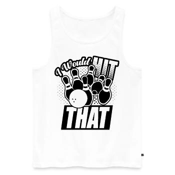 Ich würde diesen lustigen Bowling-Retro-Bowler treffen - Männer Premium Bio Tank Top - Weiß - Vorne - Michal (187cm)
