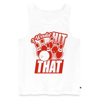 Ich würde diesen lustigen Bowling-Retro-Bowler treffen - Männer Premium Bio Tank Top - Weiß - Vorne - Michal (187cm)