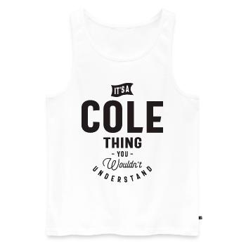 Es ist ein Cole Thing Personalisierter Name - Männer Premium Bio Tank Top - Weiß - Vorne - AI Model Male 178 light (178cm)