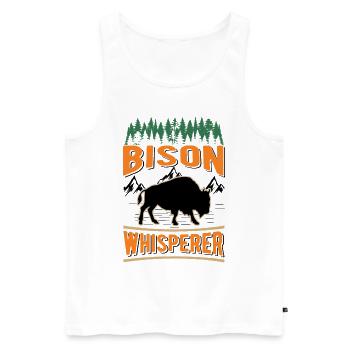 Buffalo Whisperer Bison Whisperer Water Buffalo - Men's Premium Organic Tank Top - white - Front - Michal (187cm)