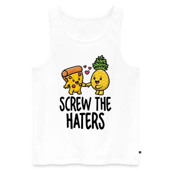 Screw The Haters Lustige Ananas Pizza Liebhaber - Männer Premium Bio Tank Top - Weiß - Vorne - Michal (187cm)