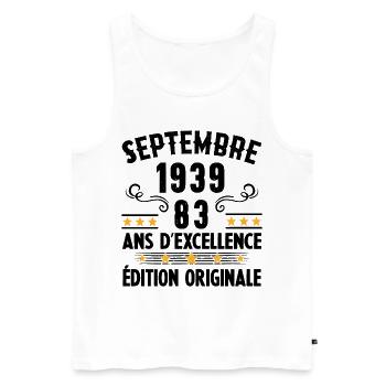 83 Ans Anniversaire Vintage Né(e) Septembre 1939 - Débardeur bio Premium Homme - blanc - Devant - Michal (187cm)