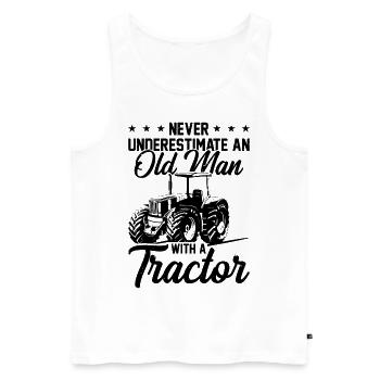Never Underestimate An Old Man With A Tractor Agri - Männer Premium Bio Tank Top - Weiß - Vorne - Michal (187cm)