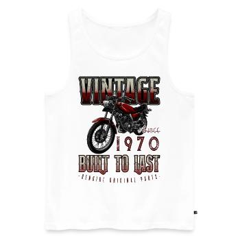 Vintage Moto Bikers Moto Anniversaire 1970 - Débardeur bio Premium Homme - blanc - Devant - Michal (187cm)