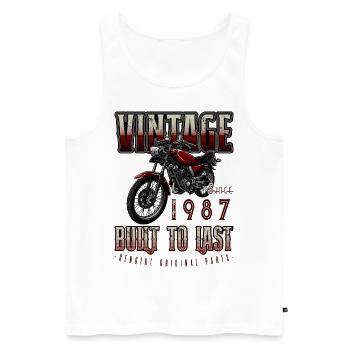 Vintage Motorrad Biker Motorrad Geburtstag 1987 - Männer Premium Bio Tank Top - Weiß - Vorne - Michal (187cm)