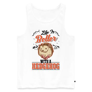Life is better with a Hedgehog Igel - Men's Premium Organic Tank Top - white - Front - Michal (187cm)