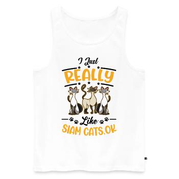 Ich mag einfach Siamkatzen Siamesische Katze - Männer Premium Bio Tank Top - Weiß - Vorne - Michal (187cm)