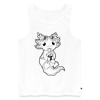 Biopunk Kawaii Cute Axolotl Scientist - Men's Premium Organic Tank Top - white - Front - Michal (187cm)