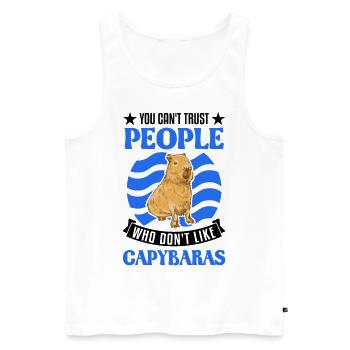 You can't trust people who don't like Capybaras - Männer Premium Bio Tank Top - Weiß - Vorne - Michal (187cm)