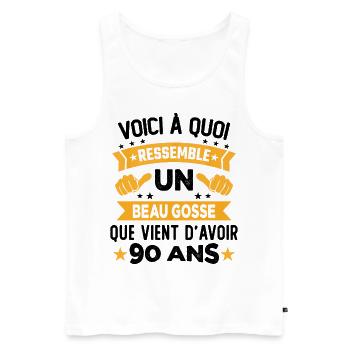 Voici à quoi ressemble un beau gosse 90 Ans - Débardeur bio Premium Homme - blanc - Devant - Michal (187cm)