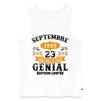 23 Ans Anniversaire Vintage Né(e) Septembre 1999 - Débardeur bio Premium Homme - blanc - Devant - Michal (187cm)