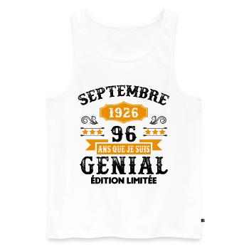 96 Ans Anniversaire Vintage Né(e) Septembre 1926 - Débardeur bio Premium Homme - blanc - Devant - Michal (187cm)