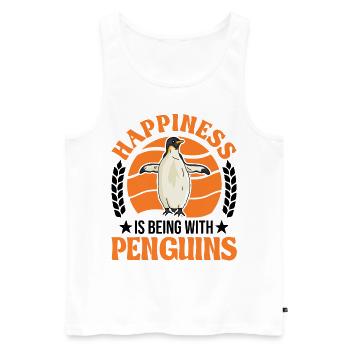 Happiness is being with Penguins Pinguin - Männer Premium Bio Tank Top - Weiß - Vorne - Michal (187cm)