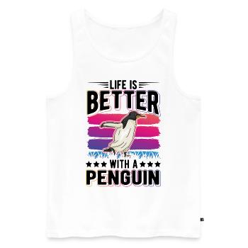 Life is better with a Penguin Pinguin - Männer Premium Bio Tank Top - Weiß - Vorne - Michal (187cm)