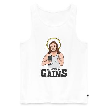 Jesus Training Athletes - Men's Premium Organic Tank Top - white - Front - Michal (187cm)