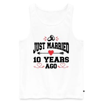 Je viens de me marier il y a 10 ans 10e anniversaire de mariage - Débardeur bio Premium Homme - blanc - Devant - Michal (187cm)