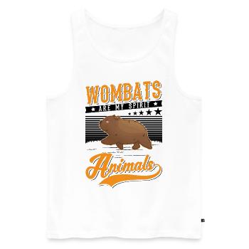 Les wombats sont mes animaux spirituels - Débardeur bio Premium Homme - blanc - Devant - Michal (187cm)