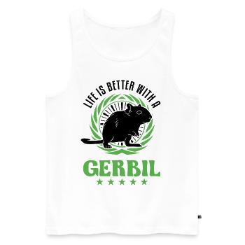 La vie est meilleure avec une gerbille de rat de course Gerbil - Débardeur bio Premium Homme - blanc - Devant - Michal (187cm)
