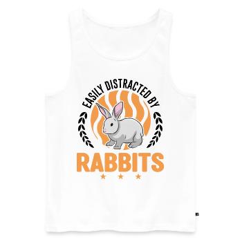 Facilement distrait par Rabbits Rabbit Rabbit - Débardeur bio Premium Homme - blanc - Devant - Michal (187cm)