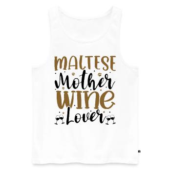 Amateur de vin MALTESE Mère - Débardeur bio Premium Homme - blanc - Devant - Michal (187cm)