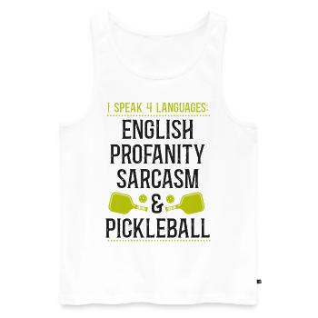 Pickleball I Speak 4 Languages - Men's Premium Organic Tank Top - white - Front - Michal (187cm)