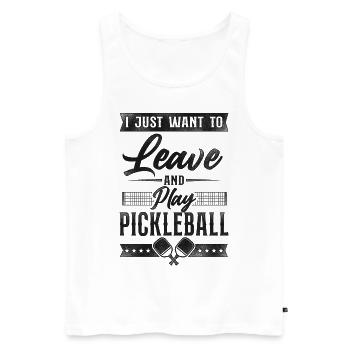Pickleball I Just Want To Leave - Männer Premium Bio Tank Top - Weiß - Vorne - Michal (187cm)